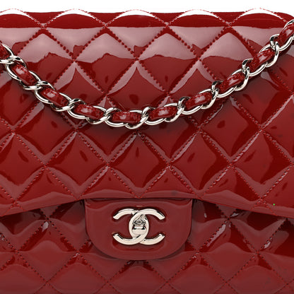 Chanel Patent Quilted Jumbo Double Flap Red 7 of 11
