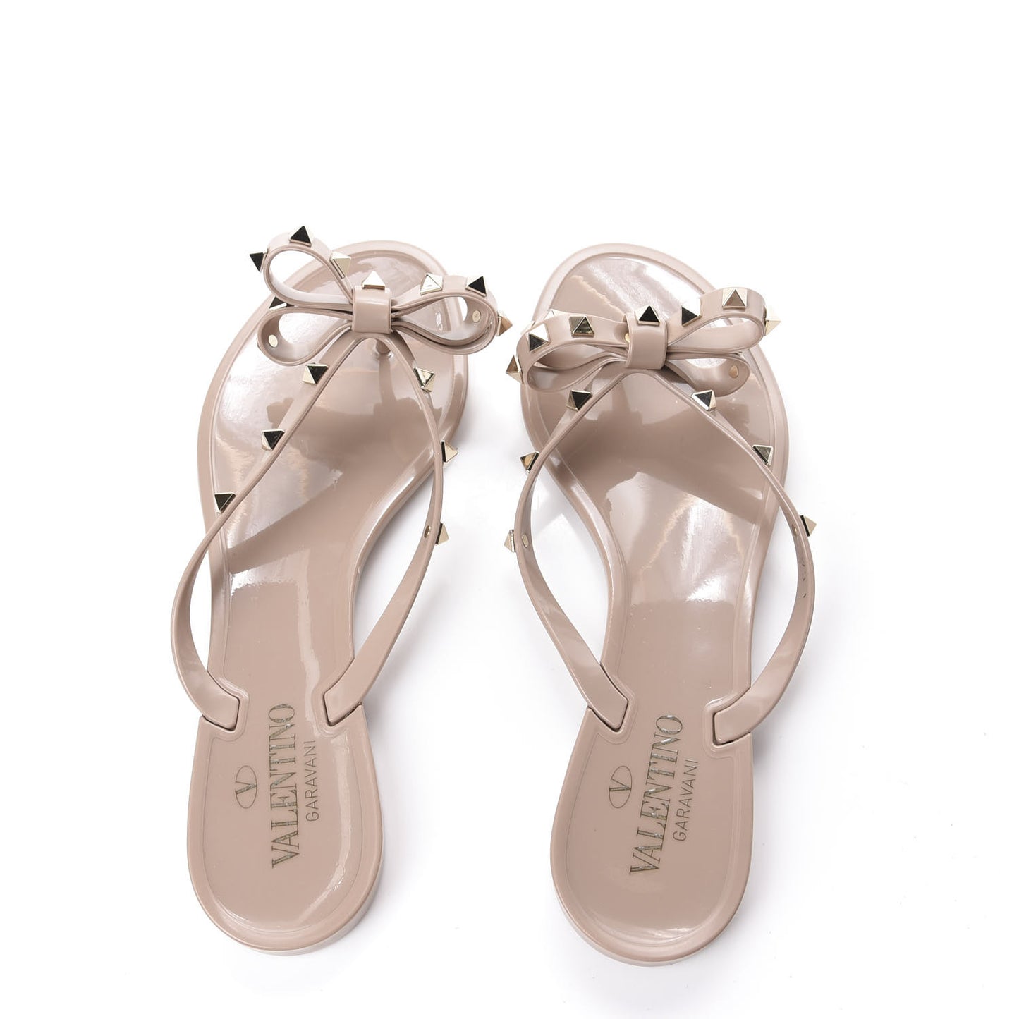 PVC Jelly Rockstud Bow Thong Sandals 40 Poudre
