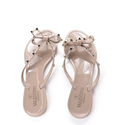 Valentino Garavani PVC Jelly Rockstud Bow Thong Sandals 40 Poudre 6 of 9