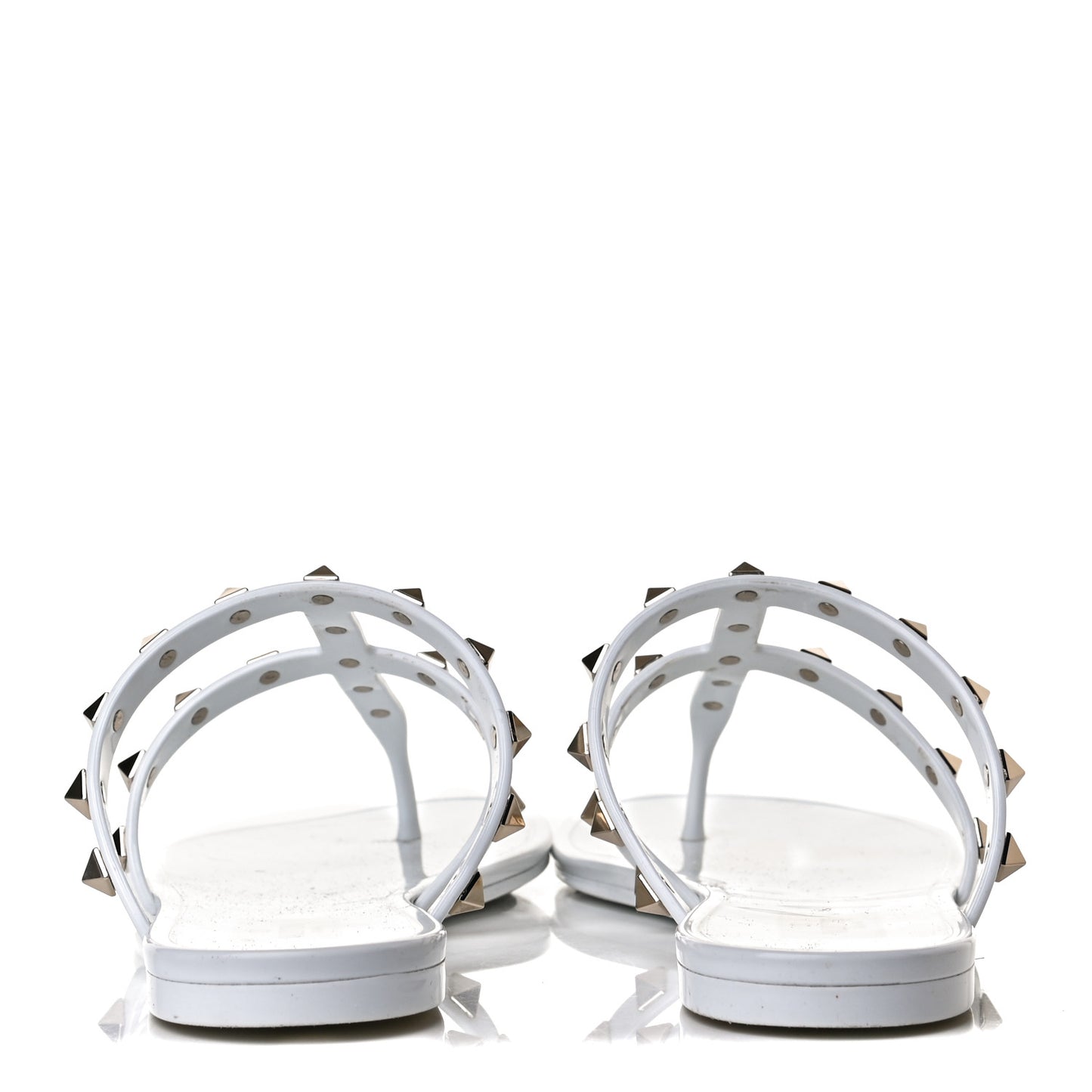 PVC Jelly Rockstud Caged Flat Thong Sandals 38 Optic White