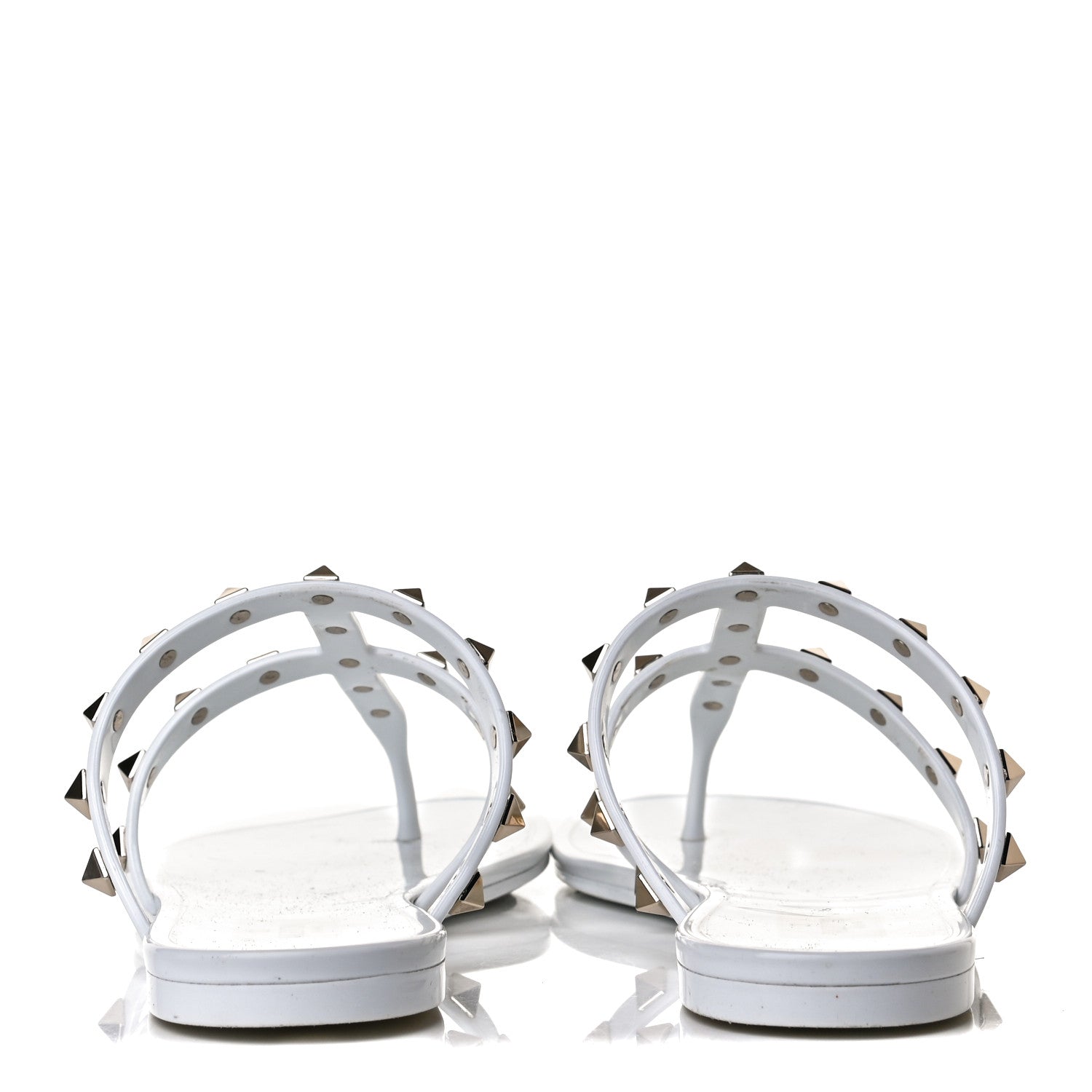 Valentino Garavani PVC Jelly Rockstud Caged Flat Thong Sandals 38 Optic White 6 of 10