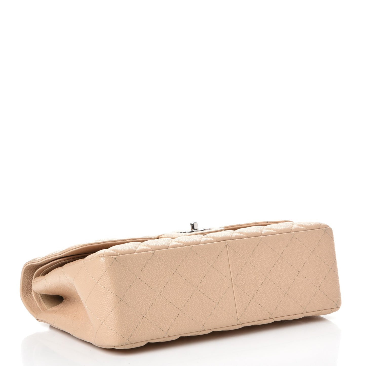 Caviar Quilted Jumbo Double Flap Beige Clair