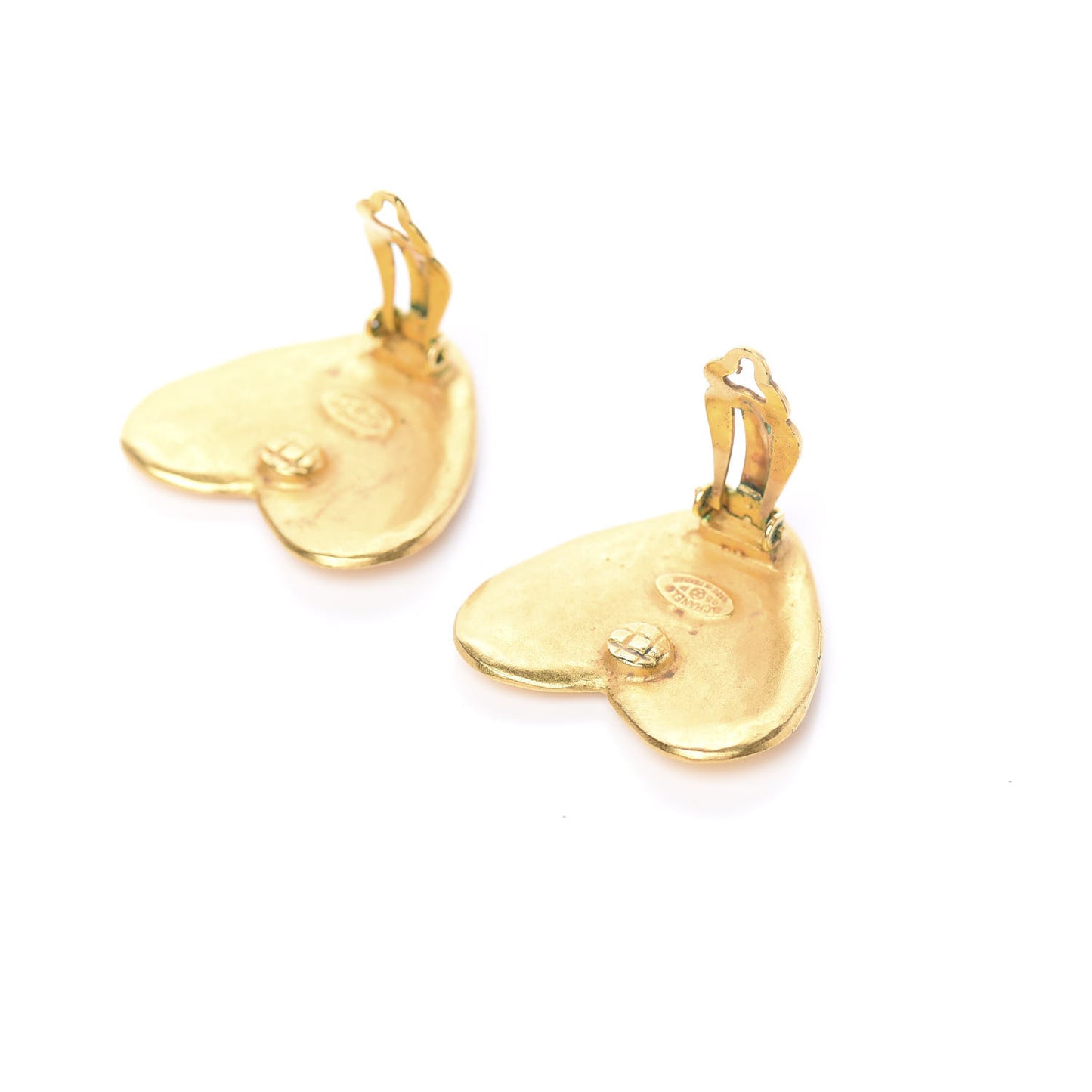 CC Heart Clip On Earrings Gold