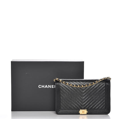 Chanel Caviar Quilted Boy Wallet On Chain WOC Black 9 of 9