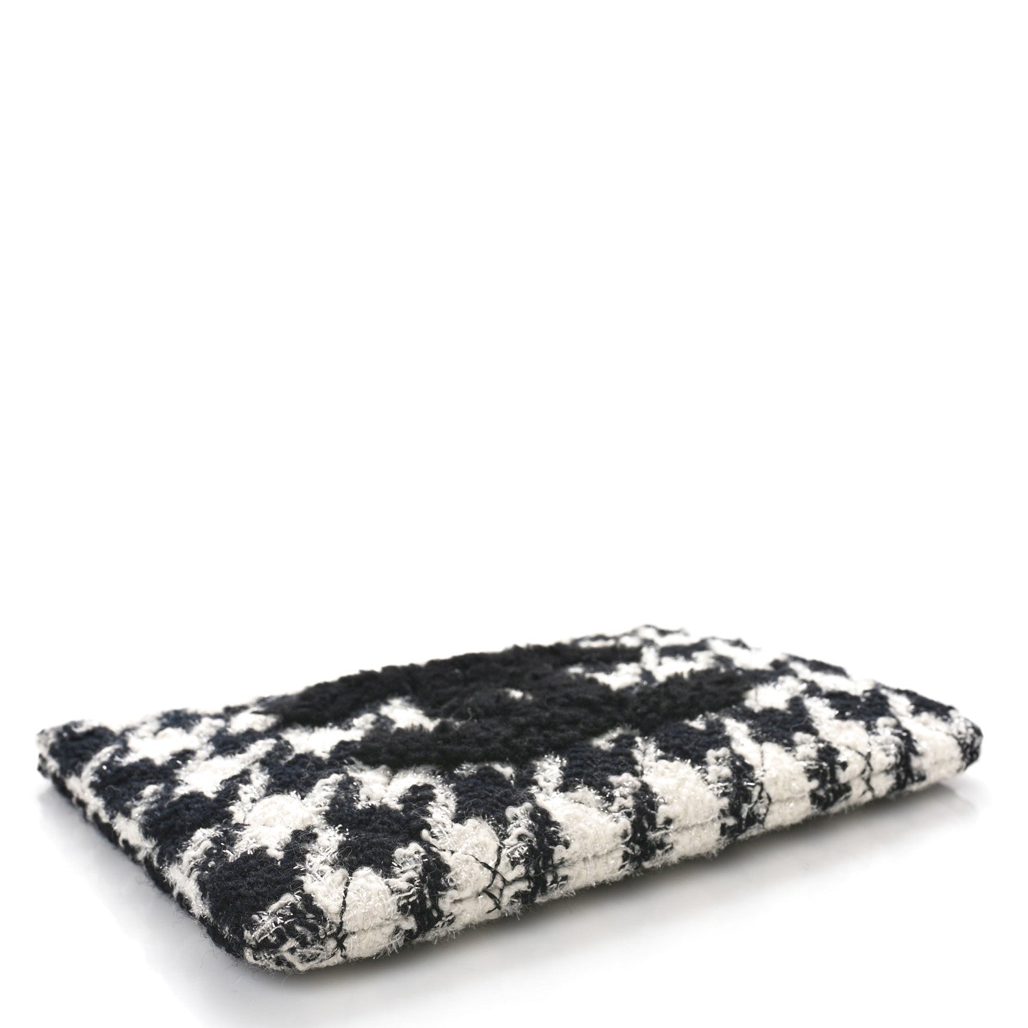 Chanel Tweed Shearling Quilted Chanel Cosmetic Pouch White Black 4 of 8