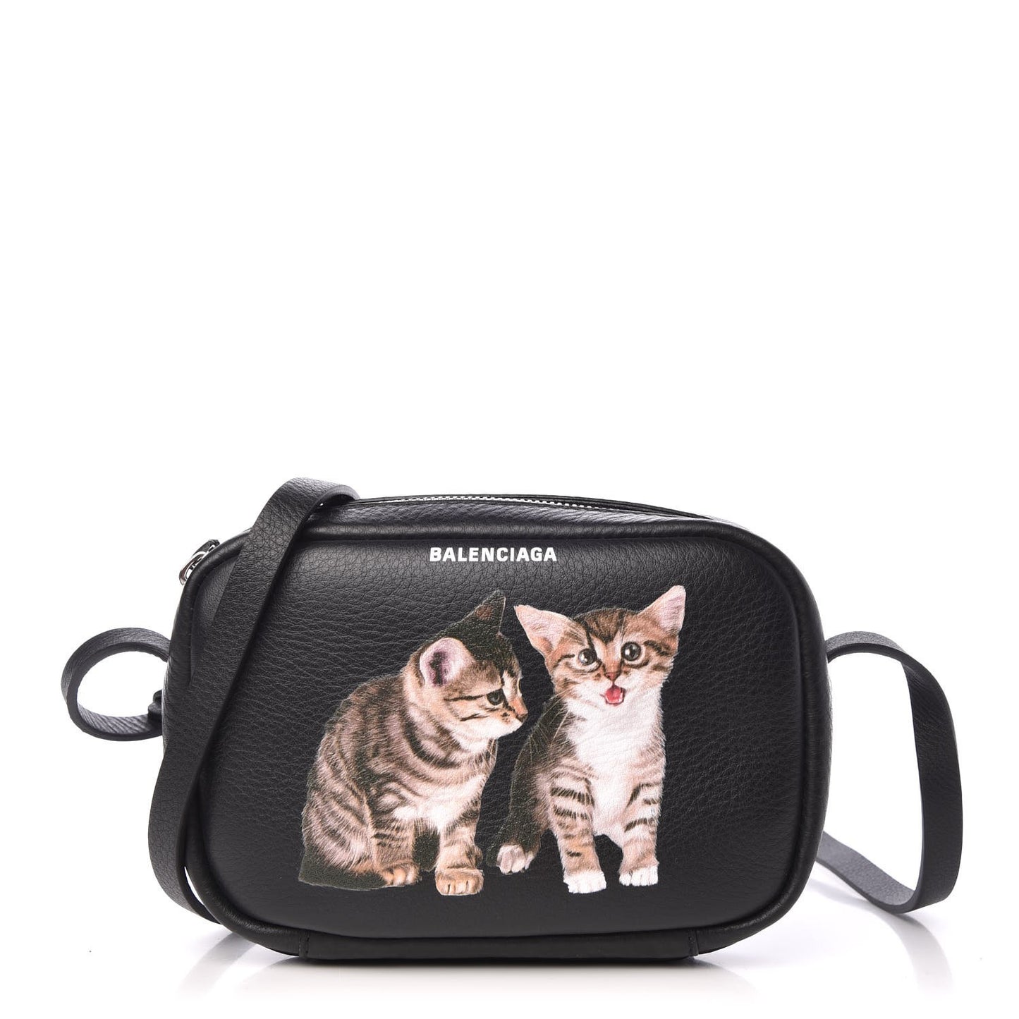 Calfskin Everyday Kittens Camera Bag Black