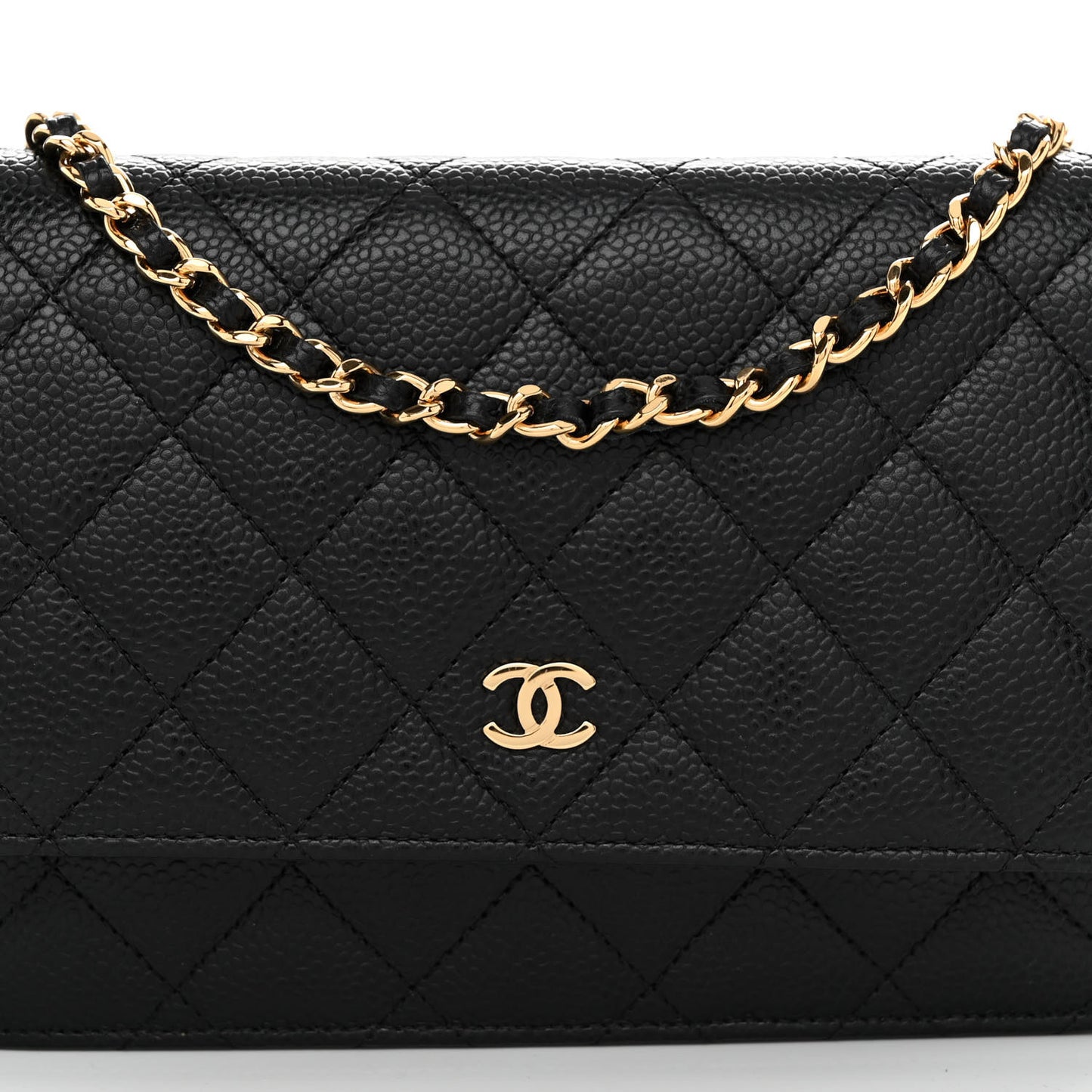 Caviar Quilted Wallet on Chain WOC Black