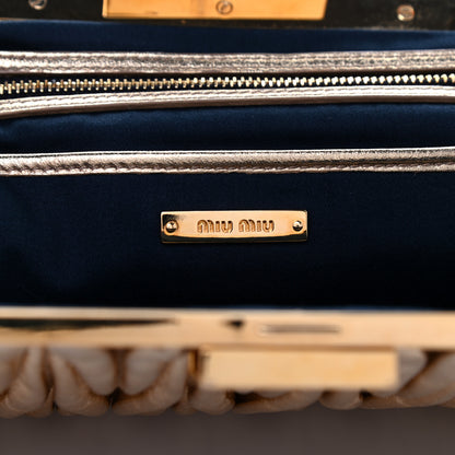 Miu Miu Metallic Nappa Matelasse Clutch Gold 9 of 12