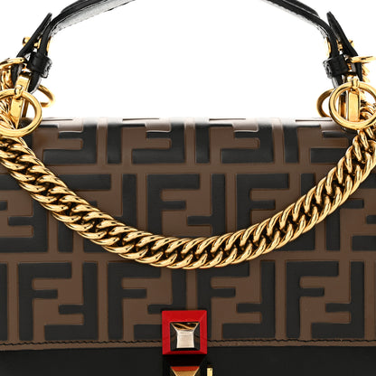 Fendi Vitello Liberty Bi-Color FF 1974 Embossed Small Kan I Shoulder Bag Black Maya 8 of 13