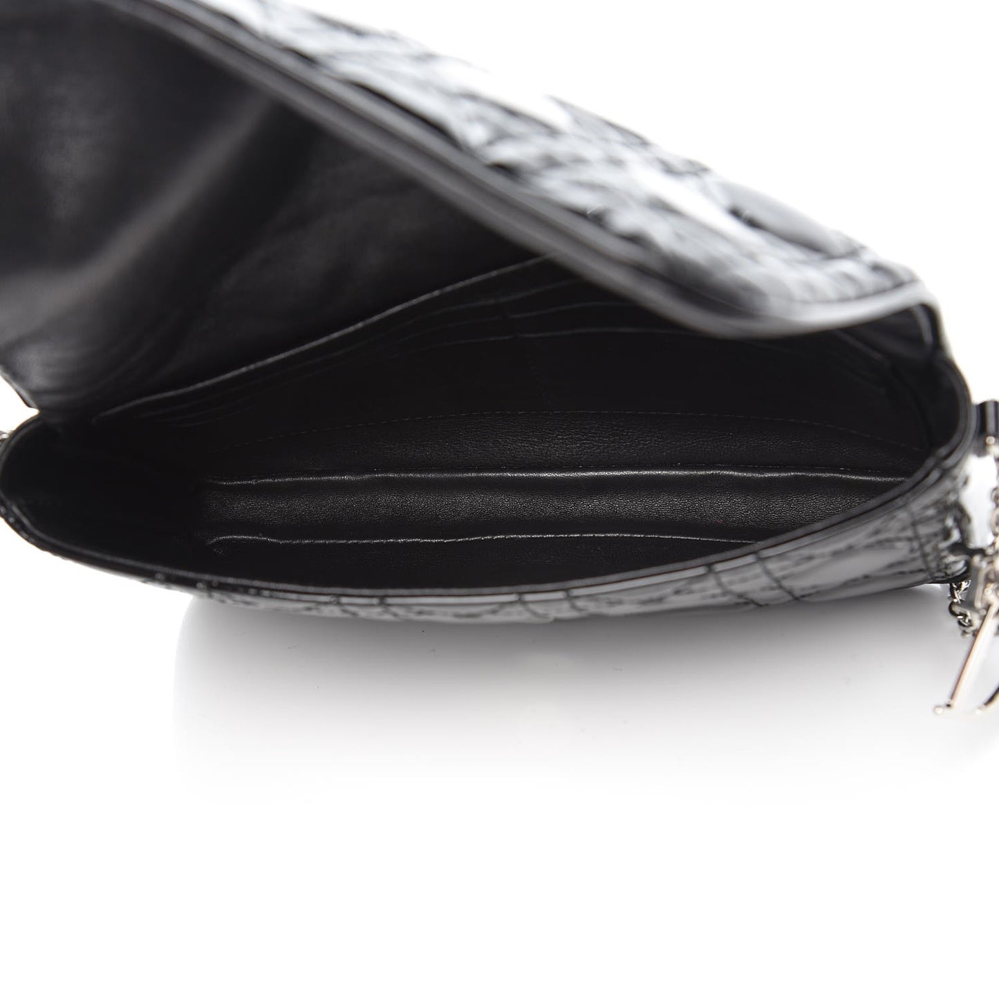 Patent Cannage Wallet on Chain Pouch Black