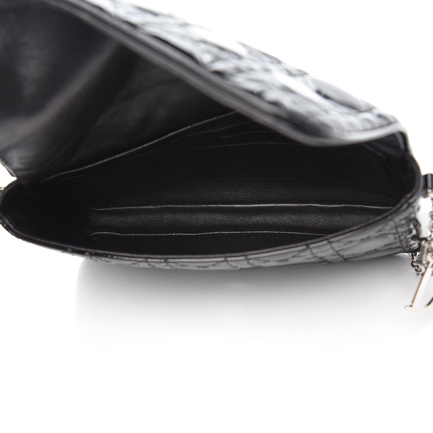 Christian Dior Patent Cannage Wallet on Chain Pouch Black 5 of 8