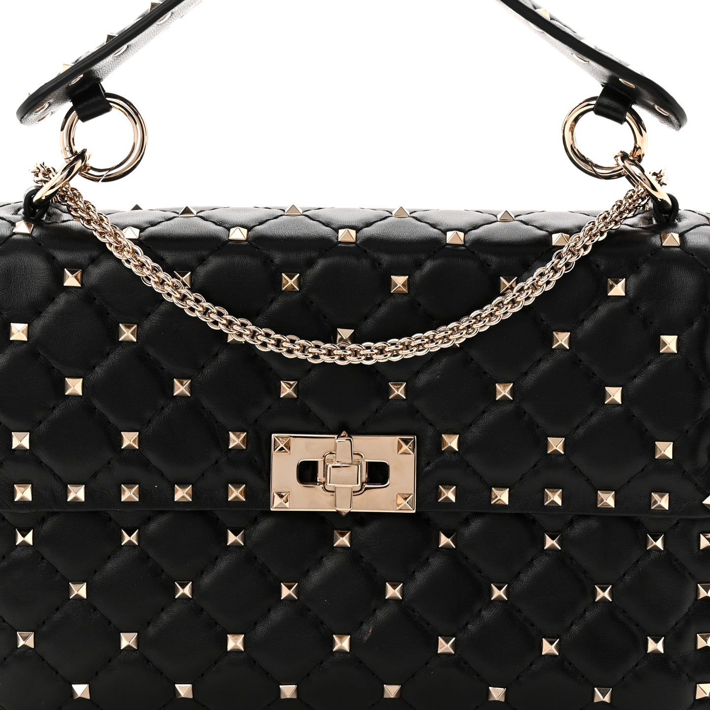 Nappa Medium Rockstud Spike Shoulder Bag Black