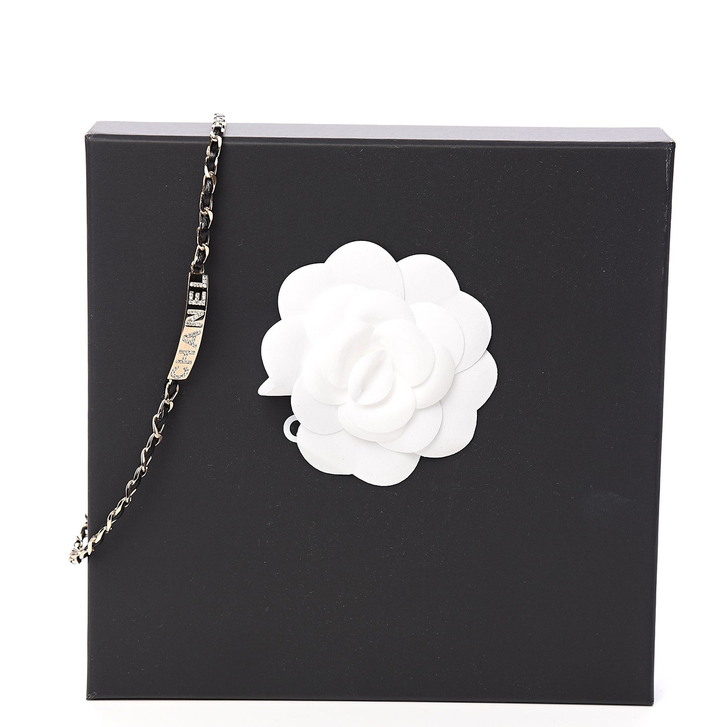 Metal Lambskin Crystal Sergeant Choker Necklace Black Gold
