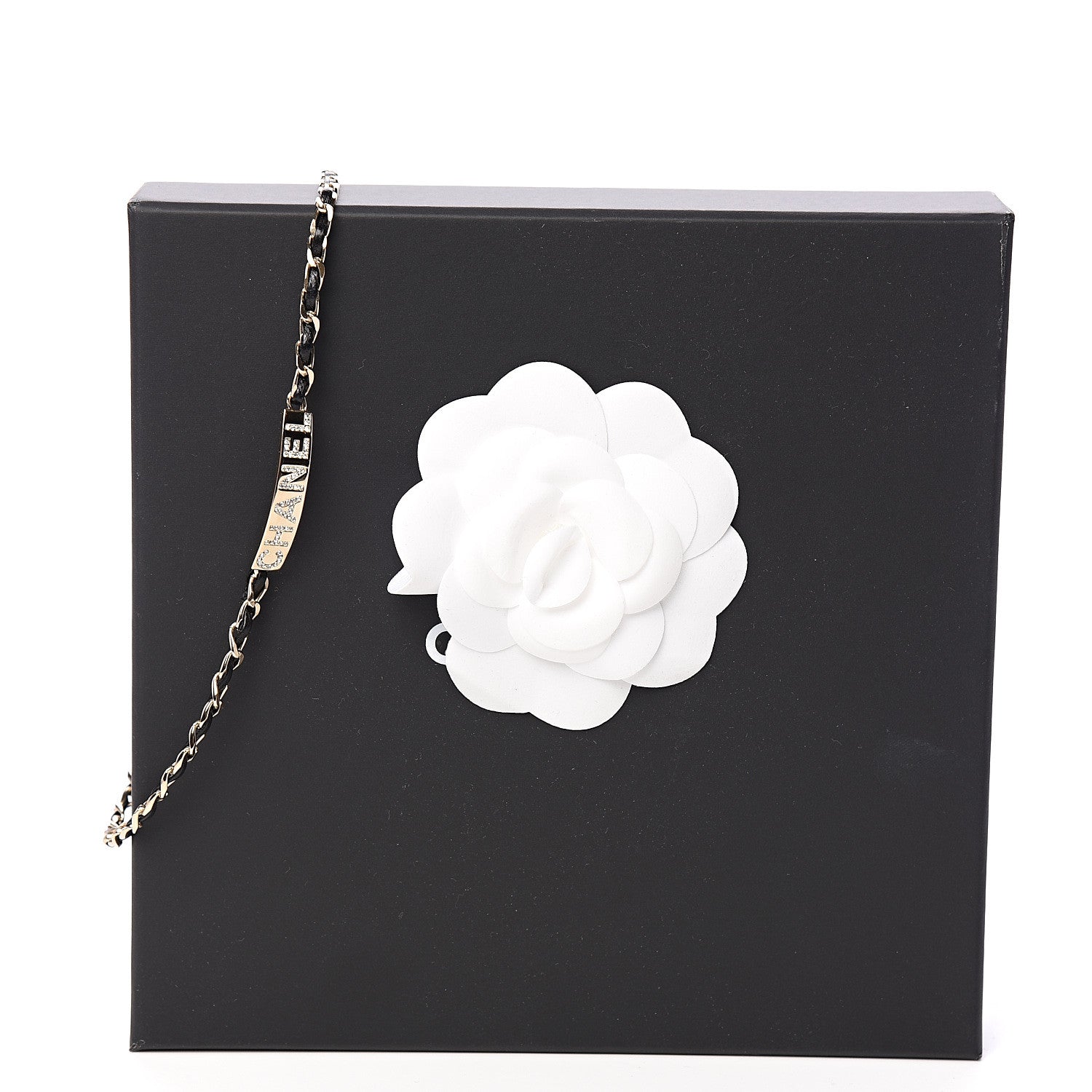 Chanel Metal Lambskin Crystal Sergeant Choker Necklace Black Gold 4 of 4