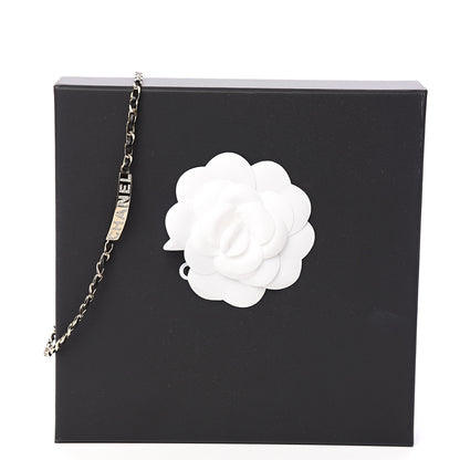 Chanel Metal Lambskin Crystal Sergeant Choker Necklace Black Gold 4 of 4