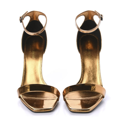 Saint Laurent Metallic Lambskin Amber 105 Ankle Strap Sandals 38 Egypt Gold 2 of 9