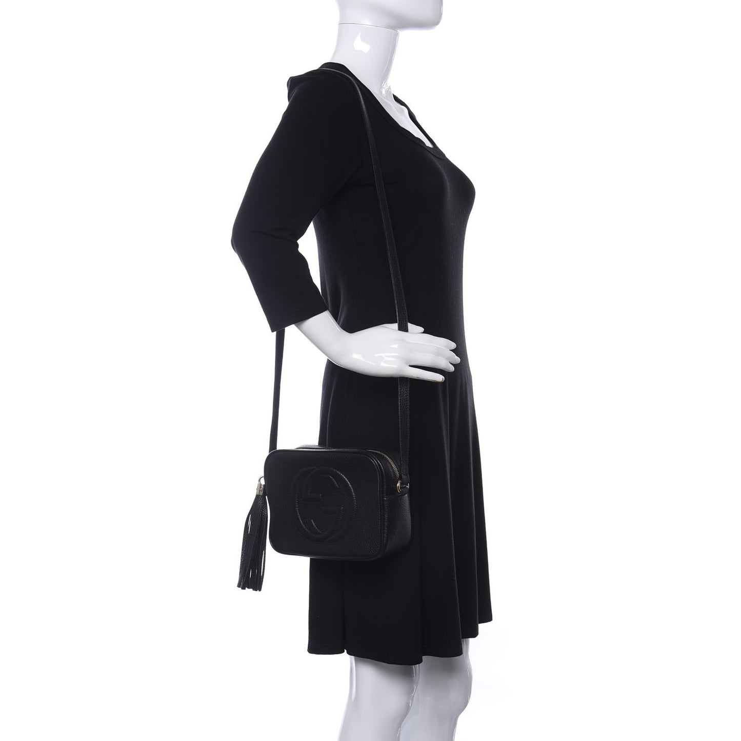 Pebbled Calfskin Small Soho Disco Bag Black