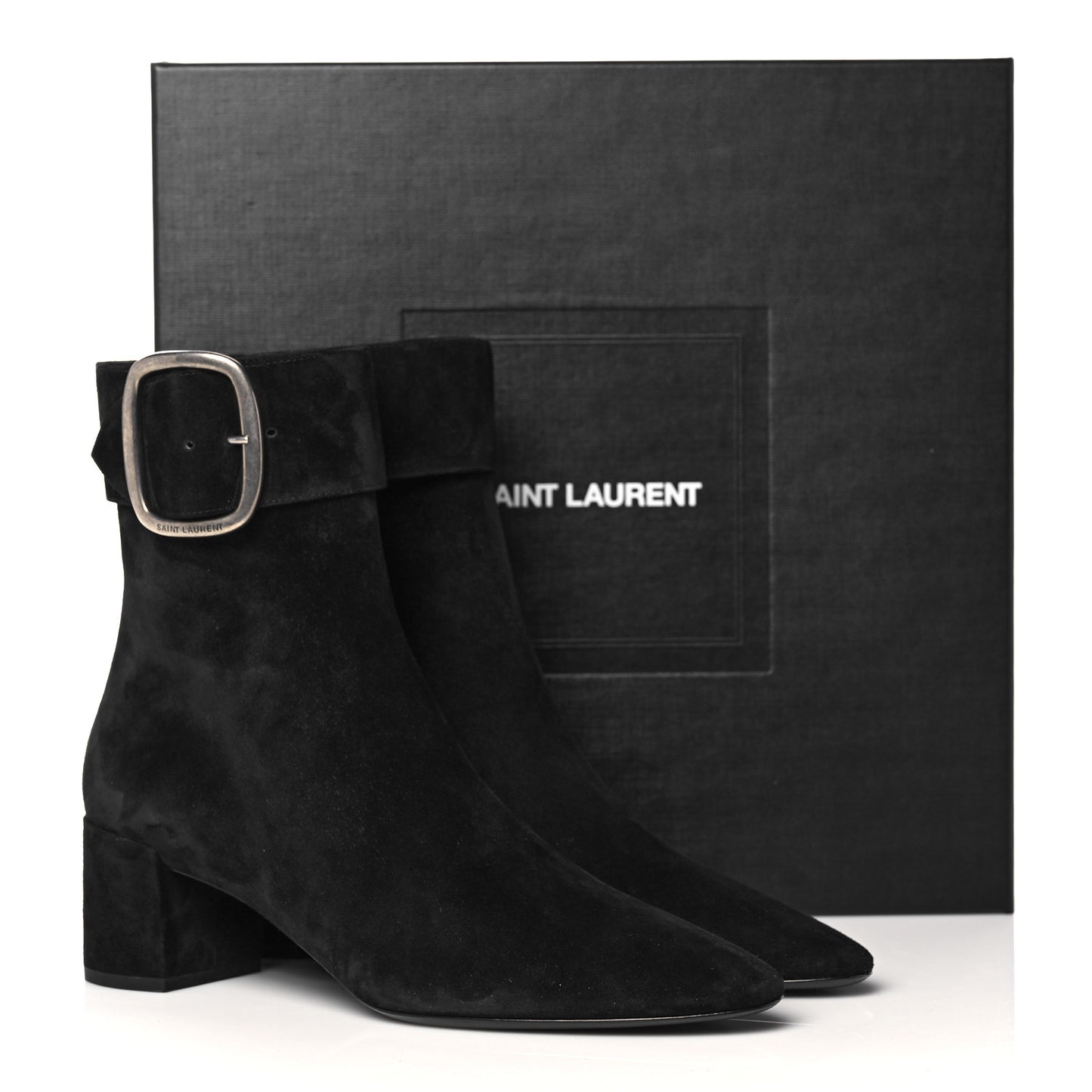 Suede Joplin 50 Buckle Booties 39 Black