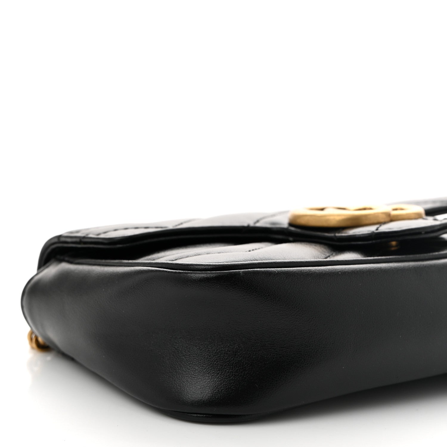 Gucci Calfskin Matelasse Super Mini GG Marmont Shoulder Bag Black 9 of 10