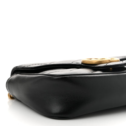 Gucci Calfskin Matelasse Super Mini GG Marmont Shoulder Bag Black 9 of 10