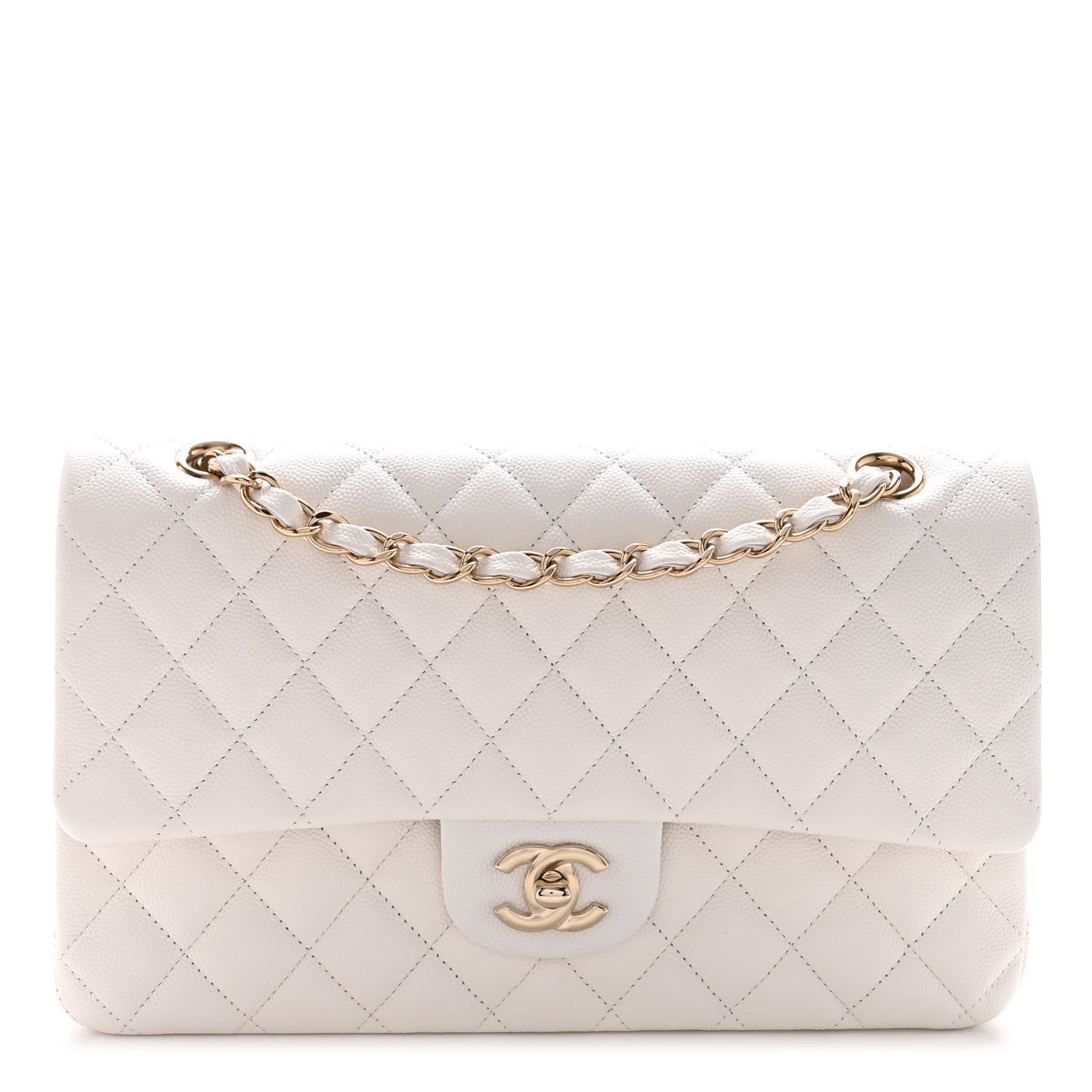 Chanel Caviar Quilted Medium Double Flap White 1 of 9