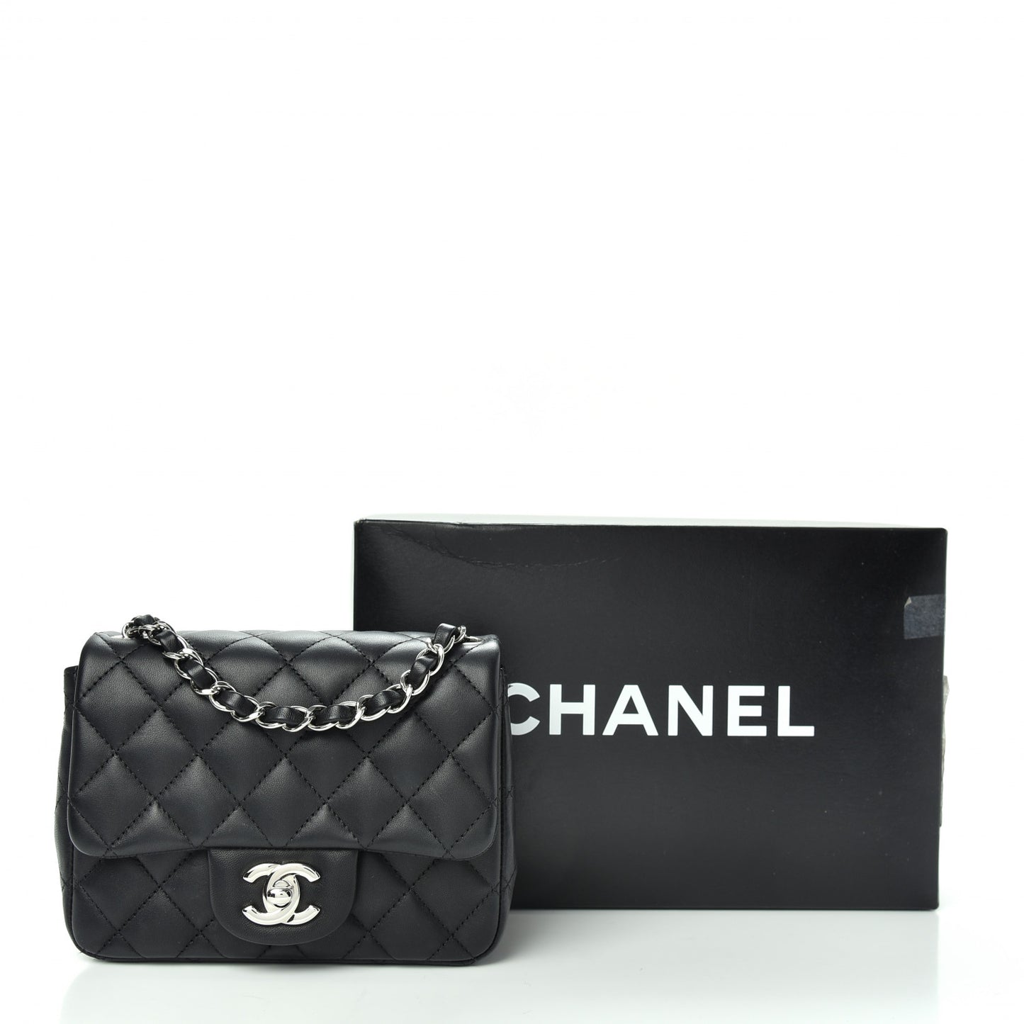 Lambskin Quilted Mini Square Flap Black