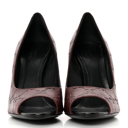 Gucci Guccissima Soft GG Peep Toe Heels 37.5 Chocolate 2 of 16