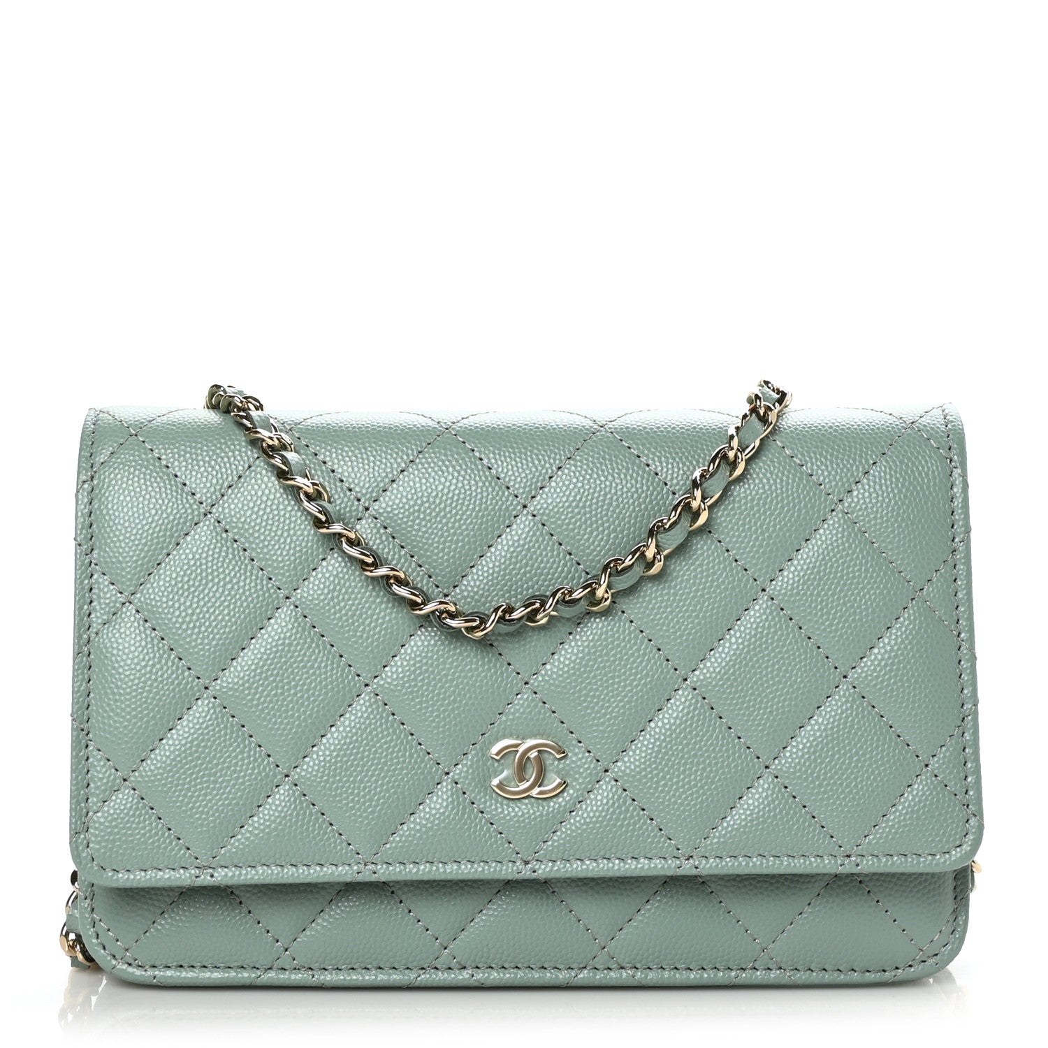Chanel Caviar Quilted Wallet On Chain WOC Dark Green 1 of 10