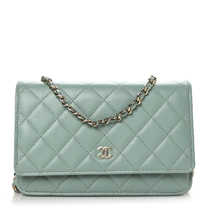 Chanel Caviar Quilted Wallet On Chain WOC Dark Green 1 of 10