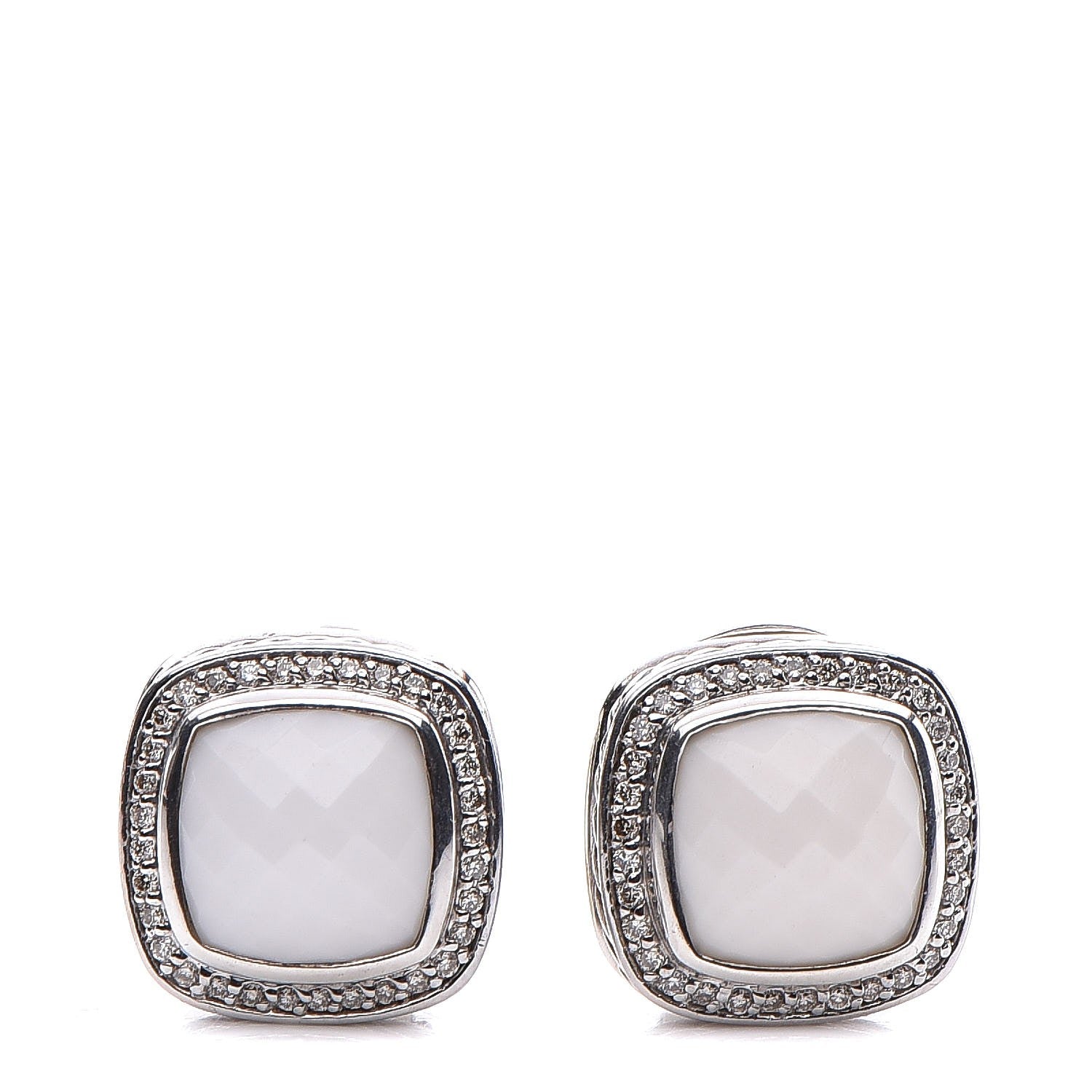 David Yurman Sterling White Agate 11mm Albion Earrings 1 of 6