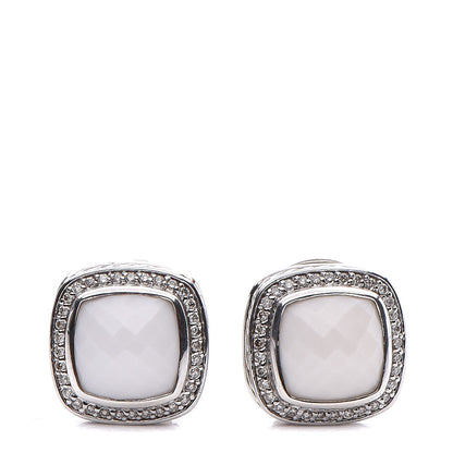 David Yurman Sterling White Agate 11mm Albion Earrings 1 of 6