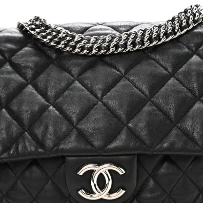 Chanel Washed Lambskin Quilted Maxi Chain Around Flap Black 8 of 10