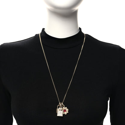Chanel Metal 3 Charms Necklace Gold 2 of 6