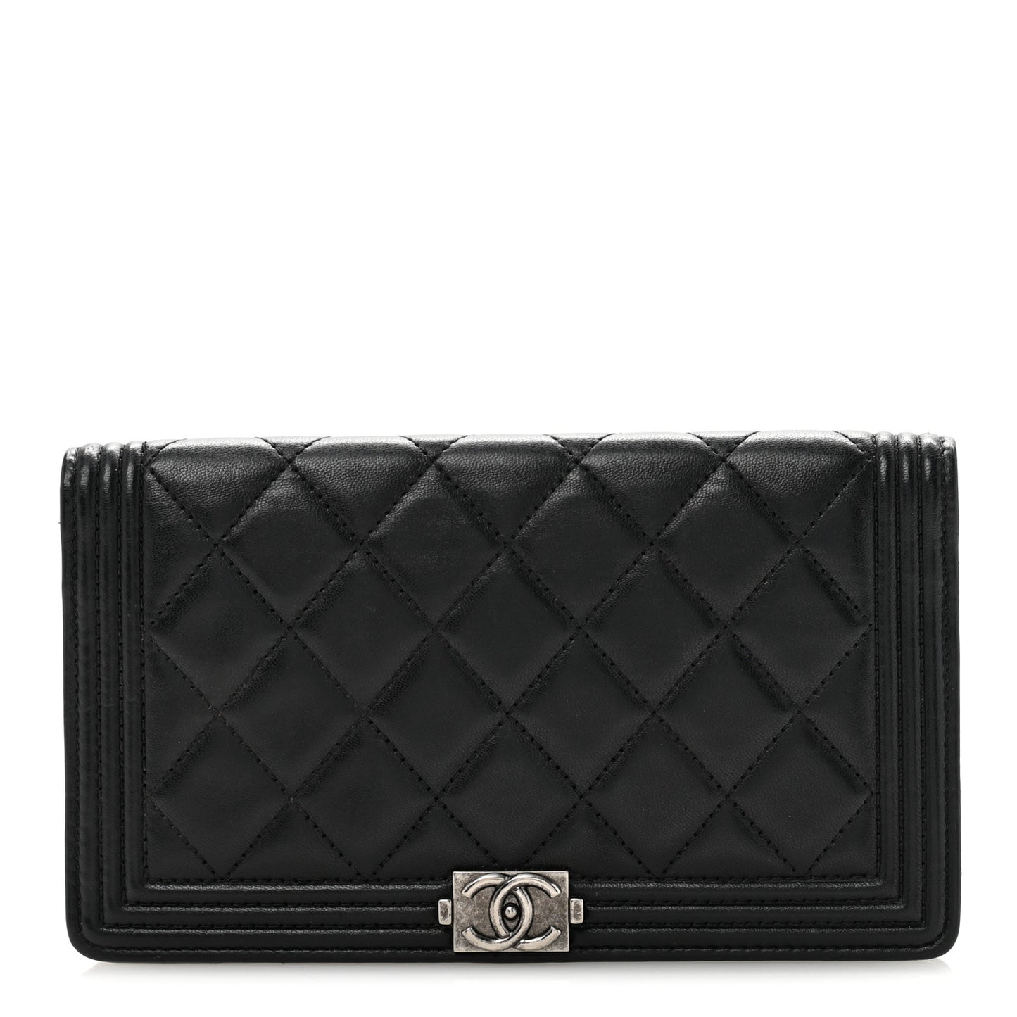 Lambskin Quilted Boy Yen Wallet Black