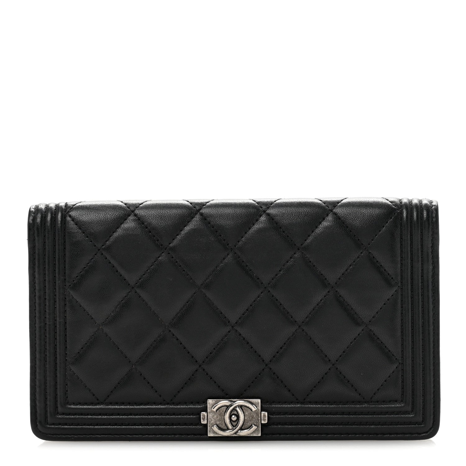Chanel Lambskin Quilted Boy Yen Wallet Black 1 of 10