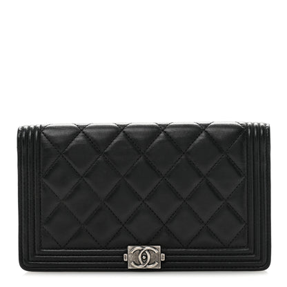 Chanel Lambskin Quilted Boy Yen Wallet Black 1 of 10