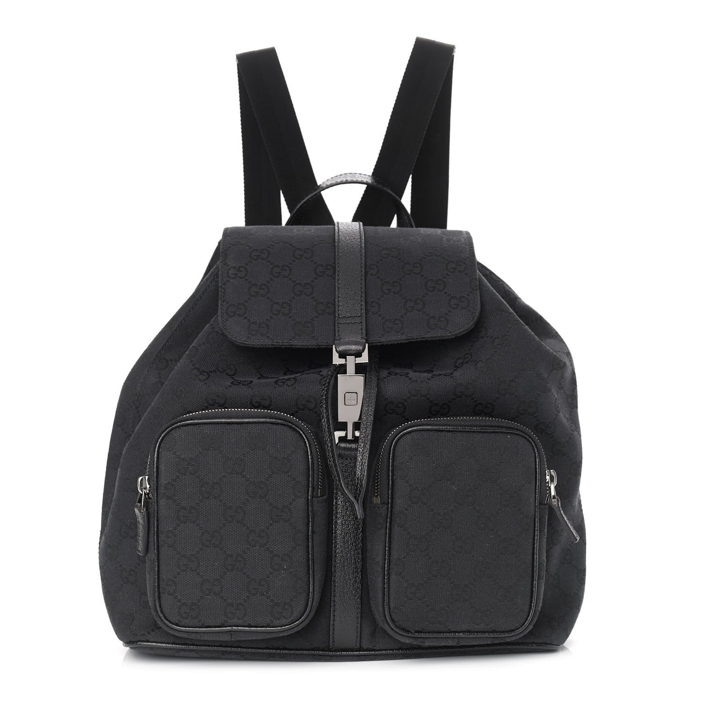 GG Monogram Single Buckle Backpack Black
