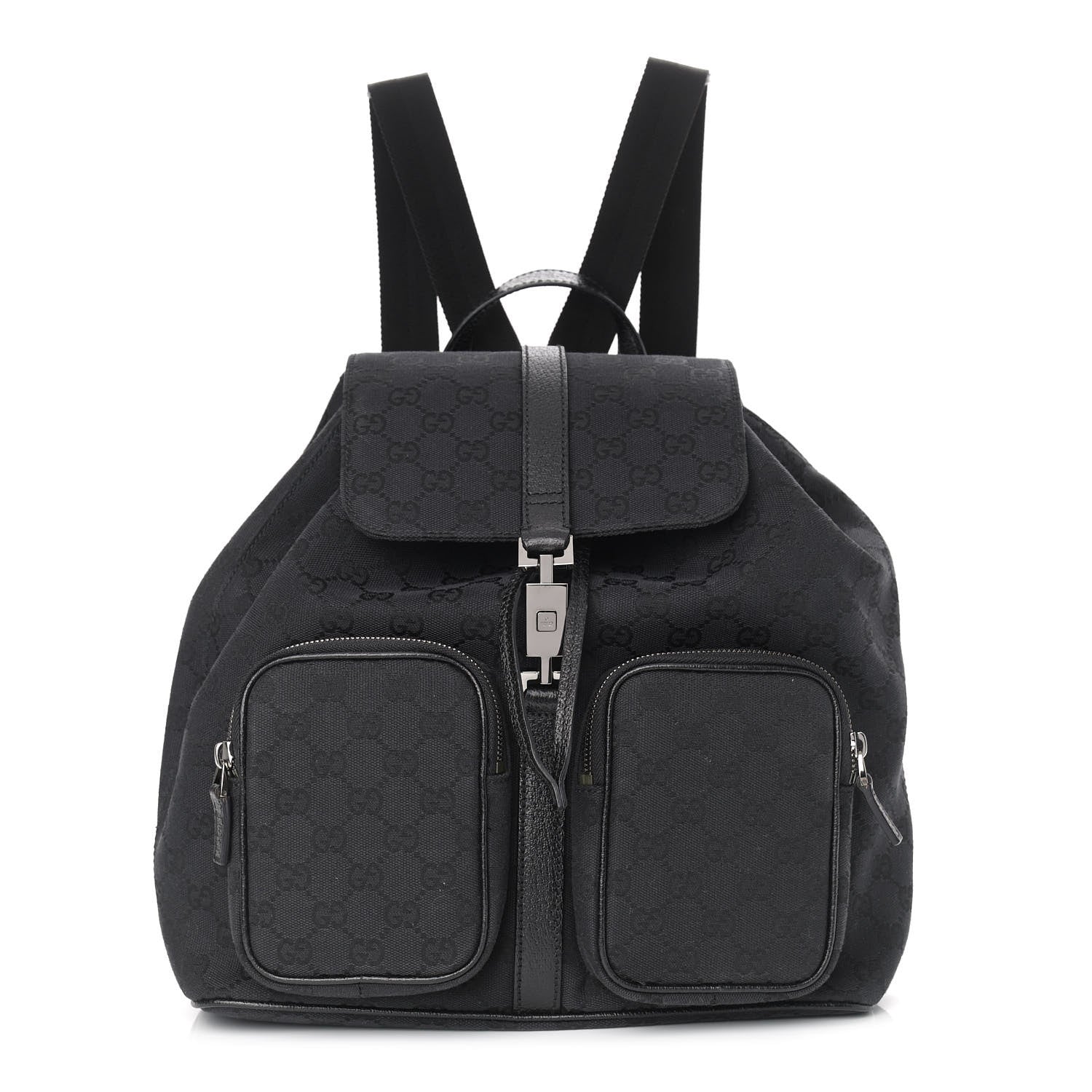 Gucci GG Monogram Single Buckle Backpack Black 1 of 10