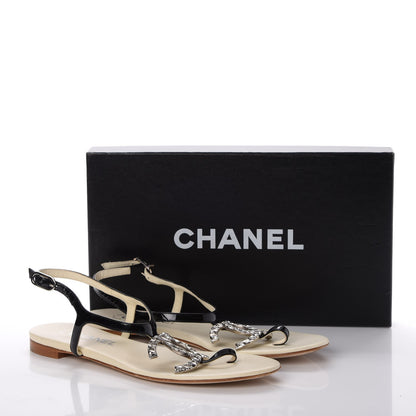 Chanel Patent CC Thong Sandals 38 Black 14 of 14