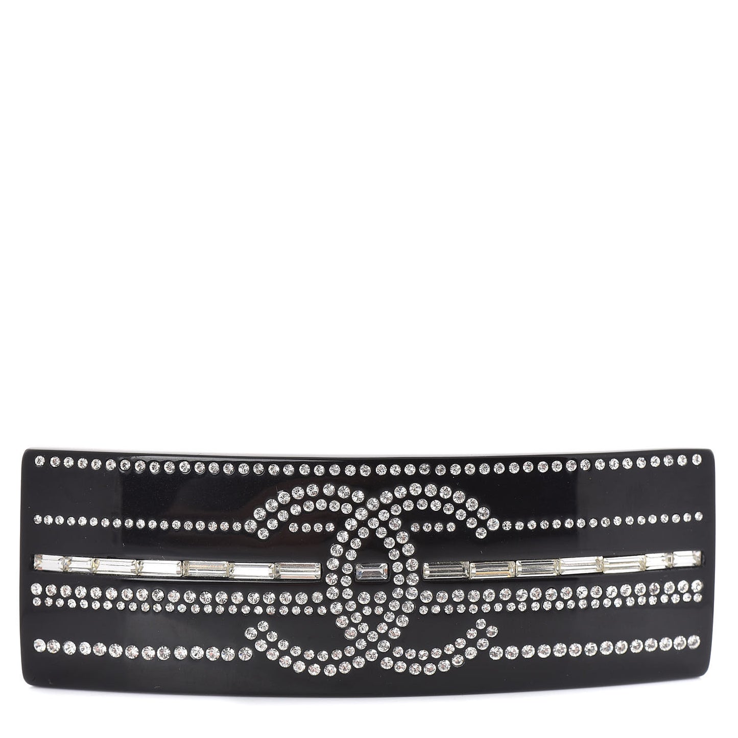 Crystal CC Hair Clip Barrette Black