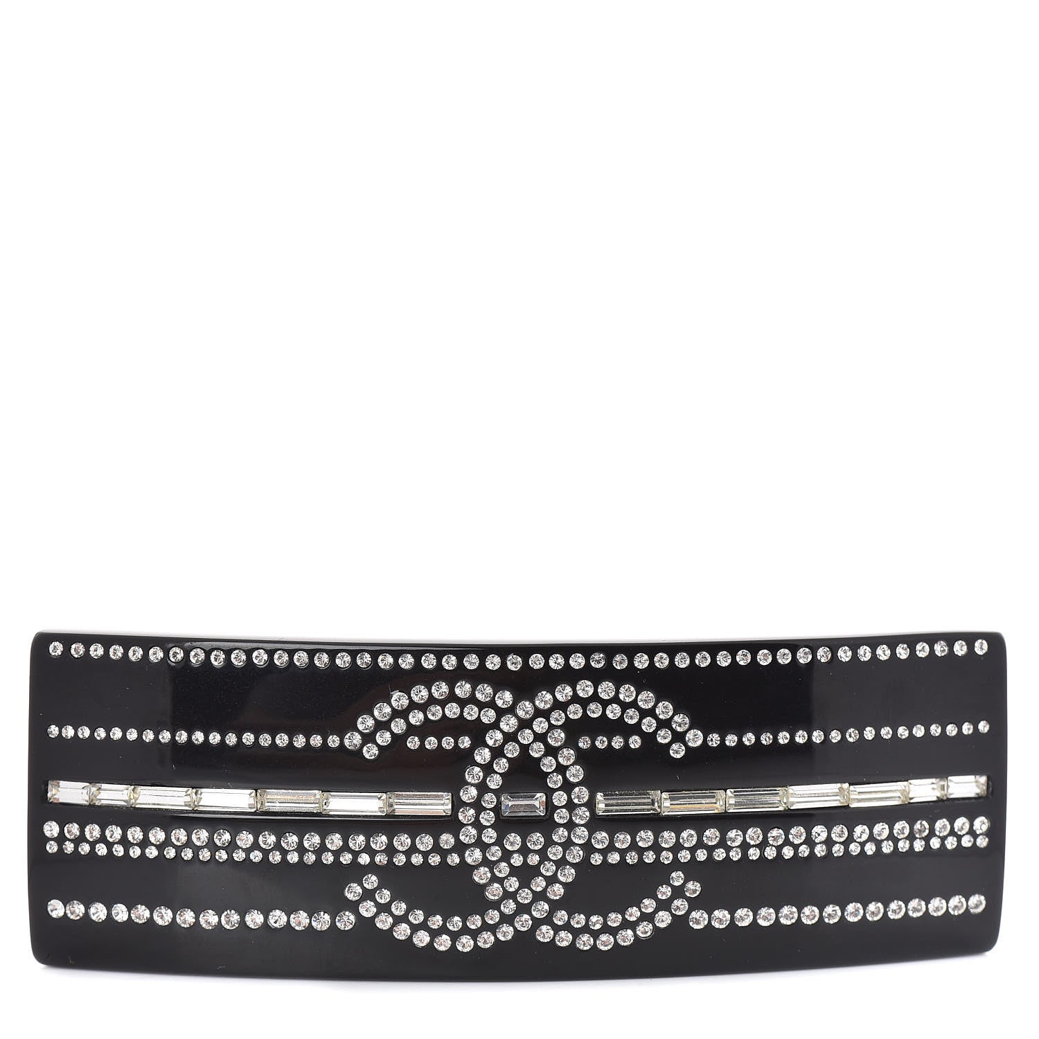 Chanel Crystal CC Hair Clip Barrette Black 1 of 5