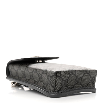 Gucci GG Supreme Monogram Textured Dollar Calfskin Phone Crossbody Bag Grey Black Graphite Grey 4 of 12