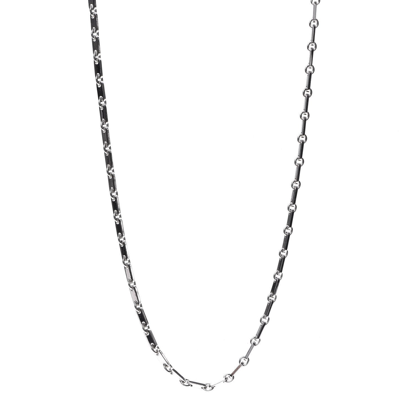 18K White Gold Fidelity Bar Link Chain Necklace