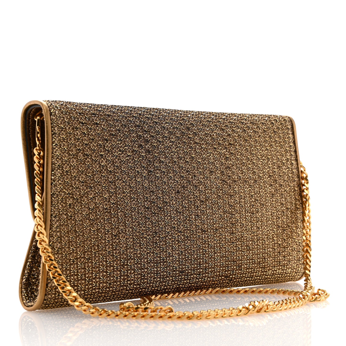 Metallic Textured Fabric Nobile Clutch Dark Gold