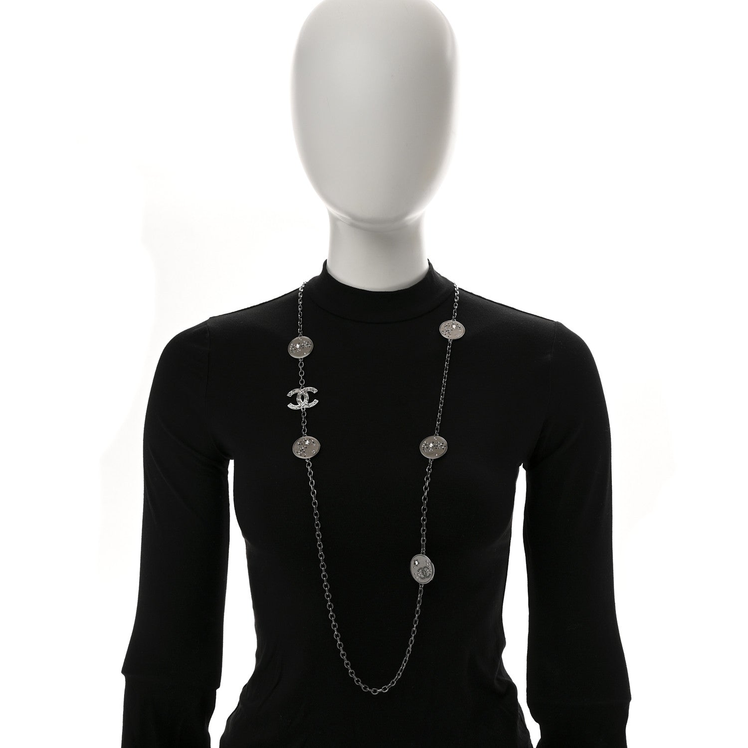 Chanel Ruthenium Crystal Star CC Long Necklace 2 of 7
