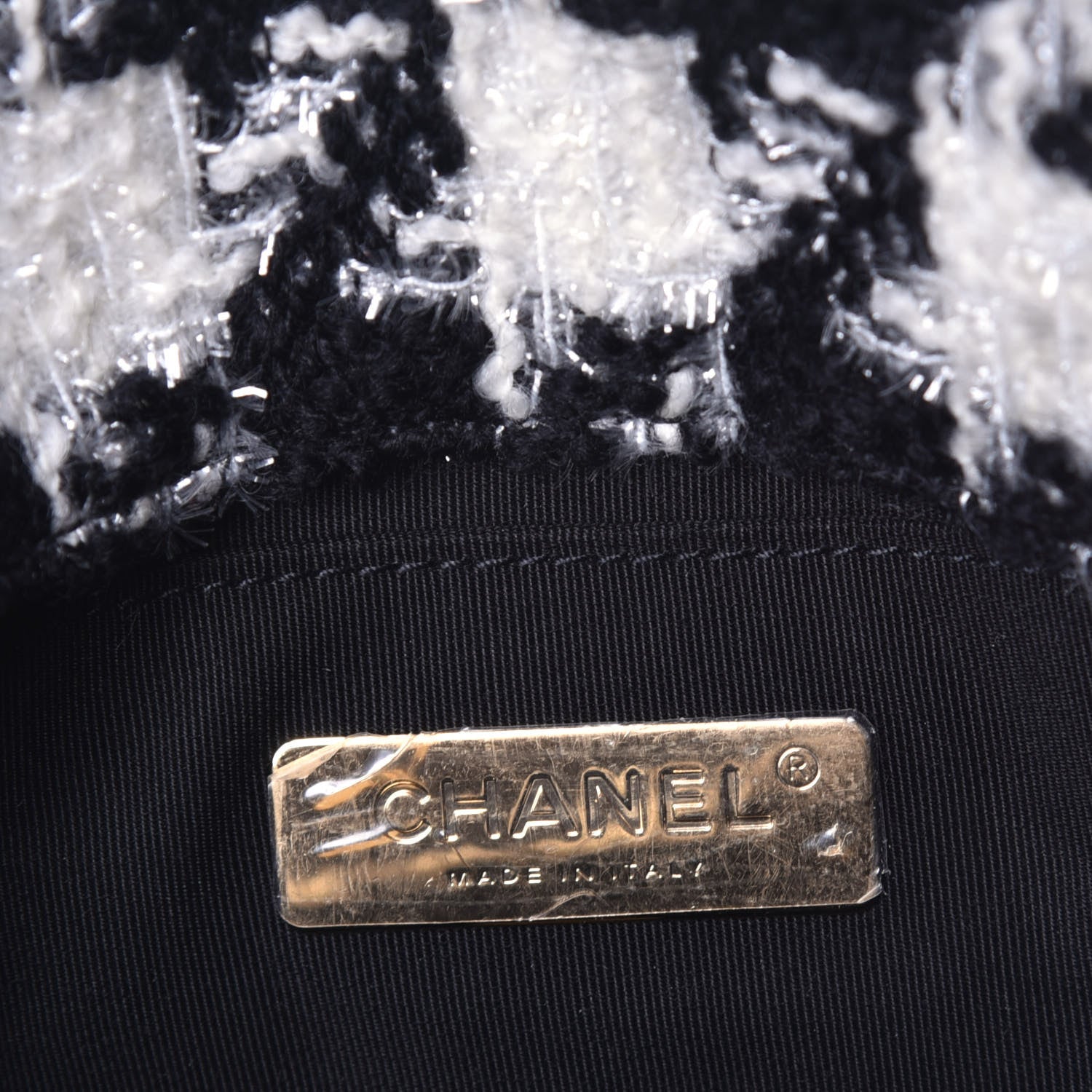 Chanel Tweed Quilted Chanel 19 Waist Bag Black Ecru White 6 of 10