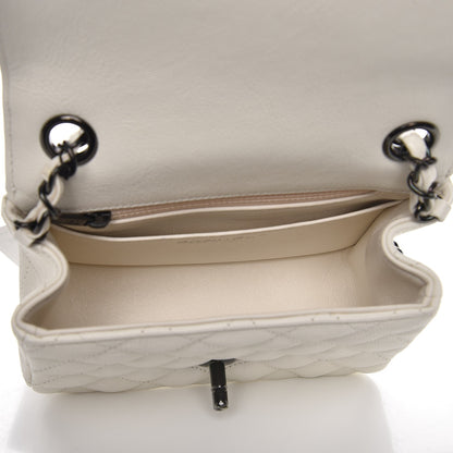 Chanel Crumpled Calfskin Quilted Mini Square Flap White 5 of 8