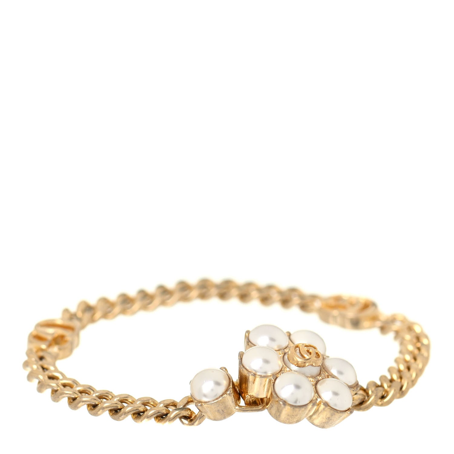 Gucci Pearl GG Marmont Bracelet Aged Gold Pearl Cream 1 of 3
