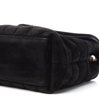 Saint Laurent Suede Calfskin Y Quilted Monogram Small Loulou Chain Satchel Black 7 of 11