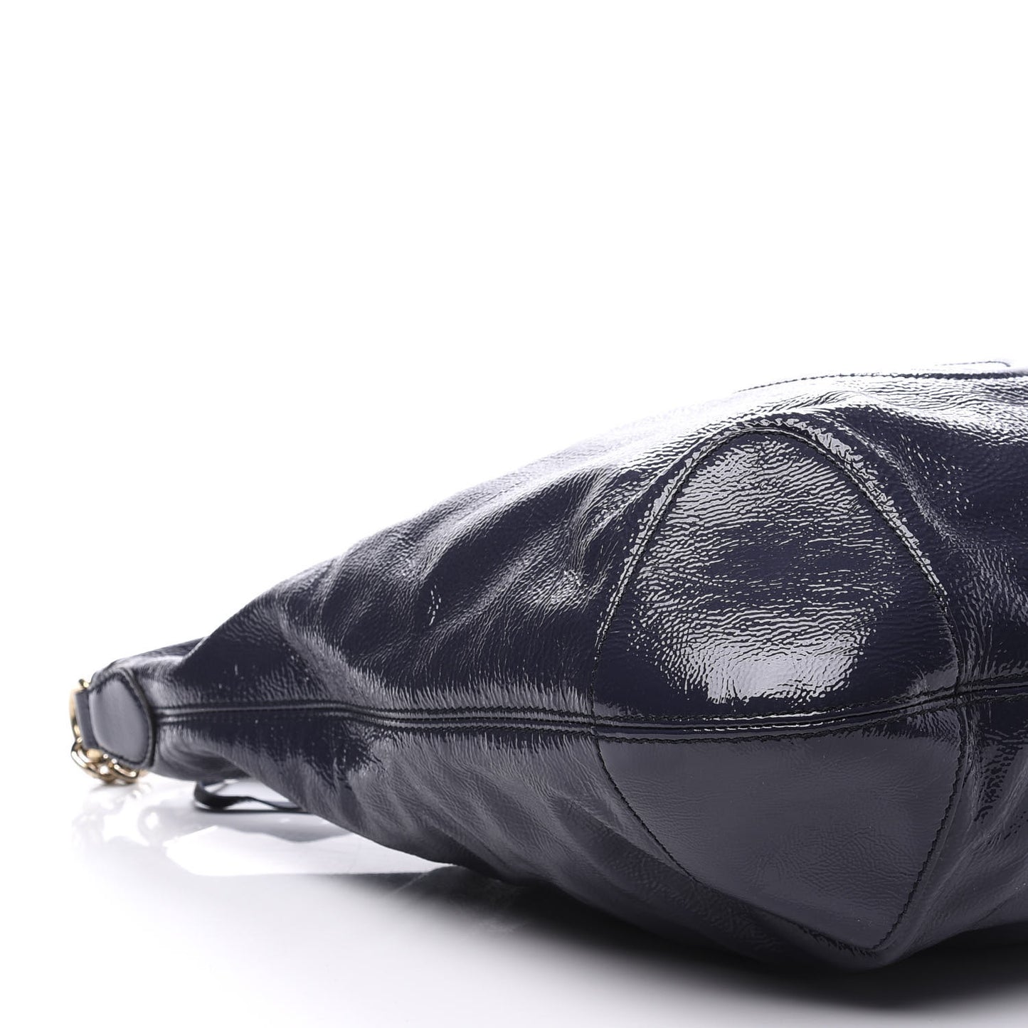 Patent Medium Soho Chain Hobo Uniform Blue